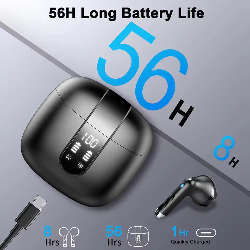 HE050A Wireless Earbuds, Bluetooth 5.3, 4 ENC Noise Canceling Mic