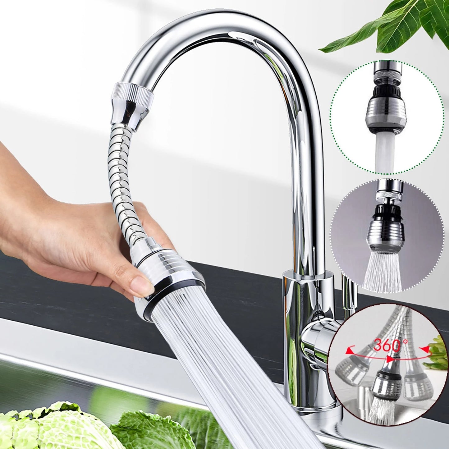Turbo Flex splash 360 degree swivel tap water filter nozzle bathroom faucet,