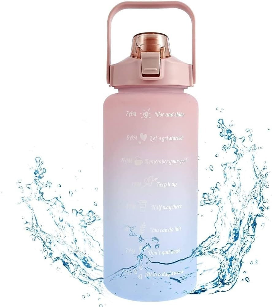 3pcs PMotivational Water Bottle With Straw, Bottle & Straw Cleaner, Gradient Color Drinking Water Bottle For Girls