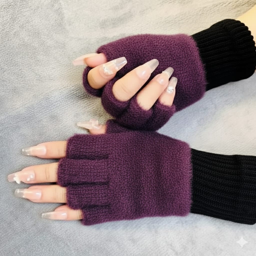 Winter half fingered Gloves For Women