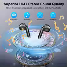 HE050A Wireless Earbuds, Bluetooth 5.3, 4 ENC Noise Canceling Mic