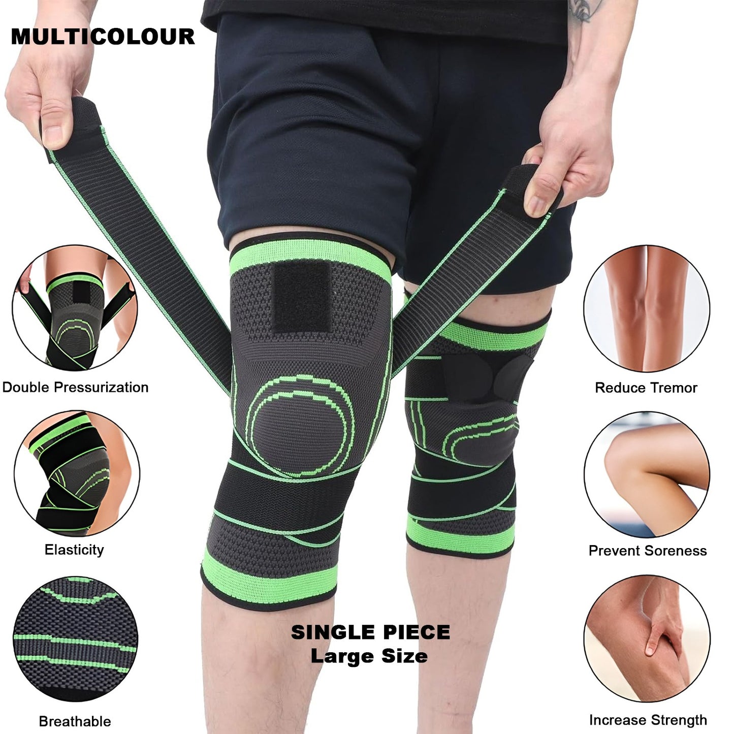 Knee Supporter Adjustable Pressurized Compress Elastic Pad