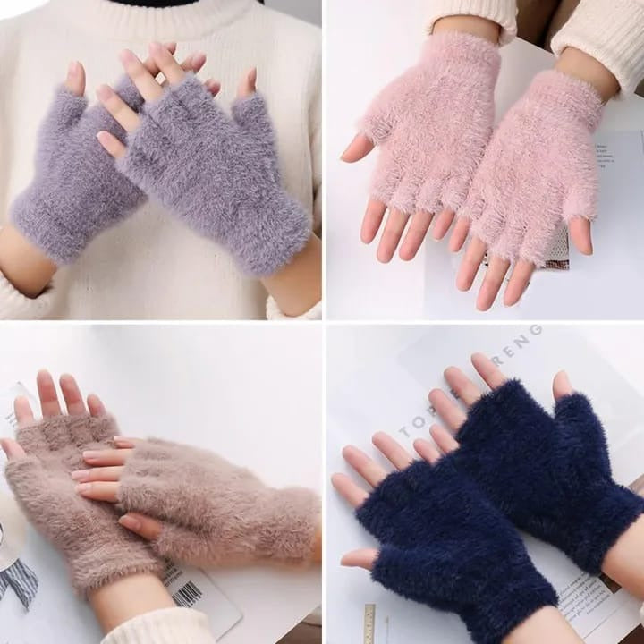 Winter half fingered Gloves For Women