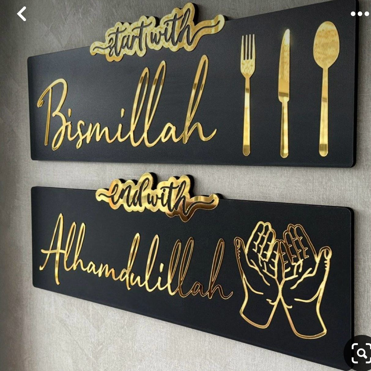 Pair of Most Beautiful Golden Acrylic & Wooden Wall Art For Dining Room, Kitchen, Hotels And Restaurants