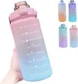 3pcs PMotivational Water Bottle With Straw, Bottle & Straw Cleaner, Gradient Color Drinking Water Bottle For Girls